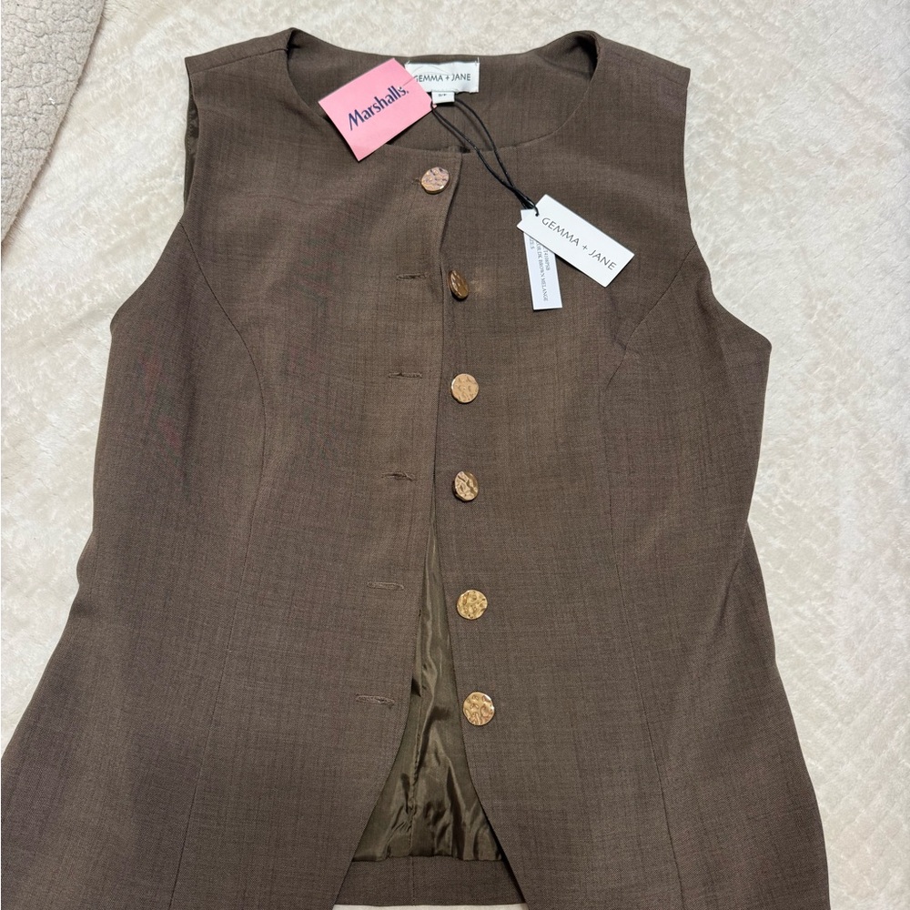 Gemma + Jane Brown Button-Up Vest